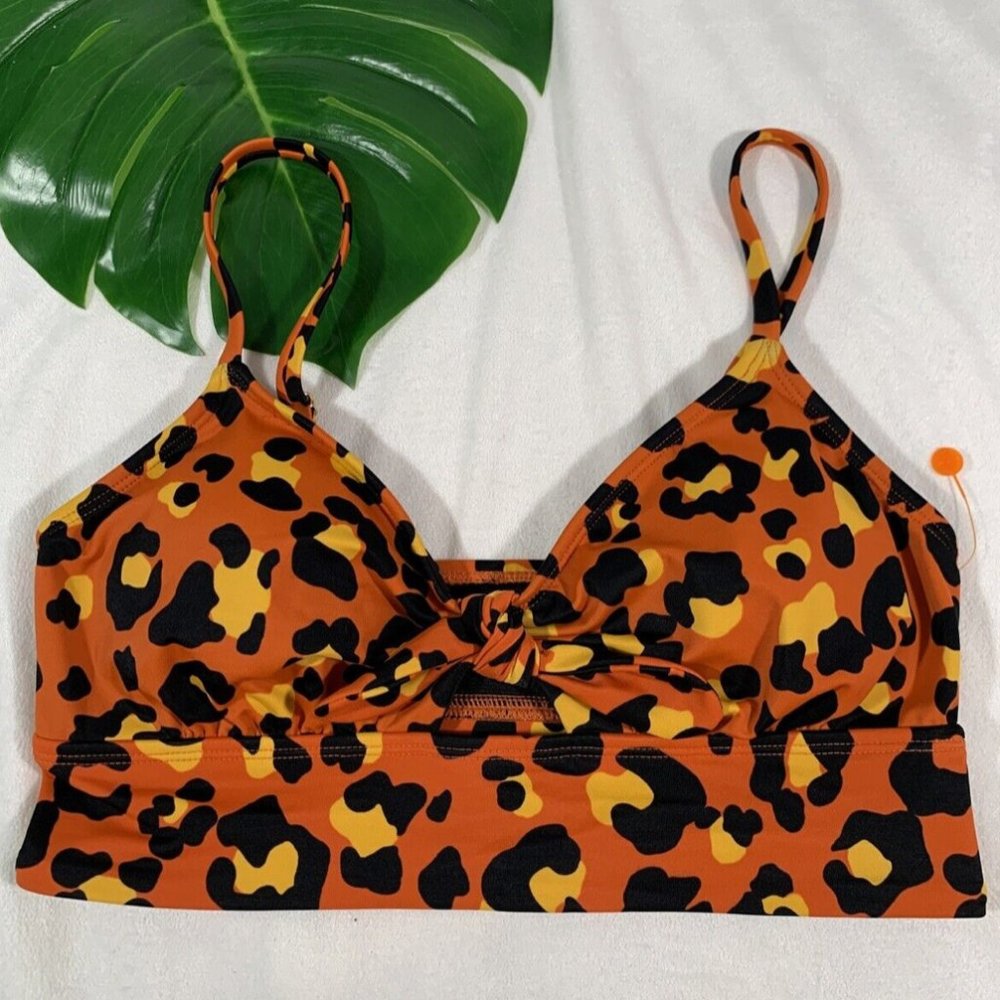 NEW Beach‎ Betty Leopard Cut Out Over Slimming Bikini Top [SZ Small ]